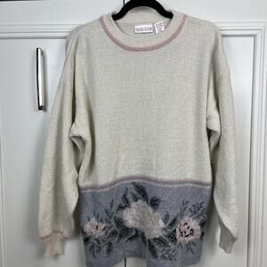 Floral cottage core granny core sweater
